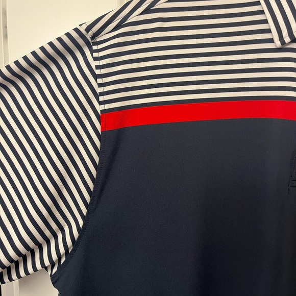 FootJoy Men’s Navy Striped Polo Shirt - Picture 3 of 6
